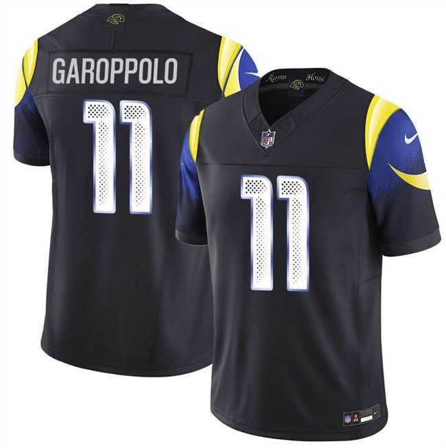Mens Los Angeles Rams #11 Jimmy Garoppolo Black 2025 F.U.S.E. Rivalries Vapor Limited Stitched Jersey Dzhi
