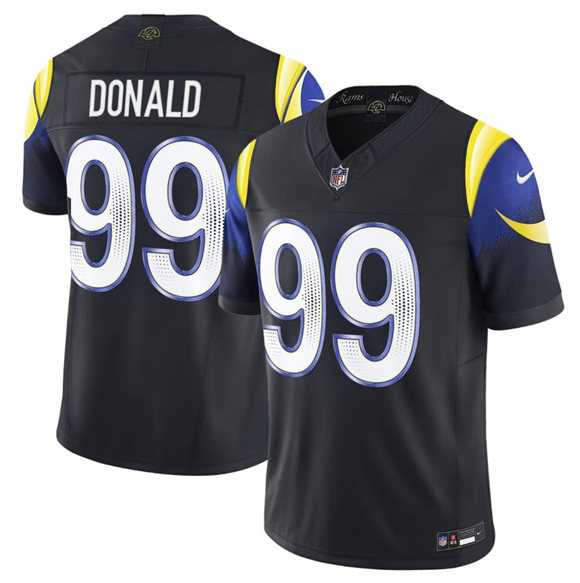 Mens Los Angeles Rams #99 Aaron Donald Black 2025 F.U.S.E. Rivalries Vapor Limited Stitched Jersey Dzhi