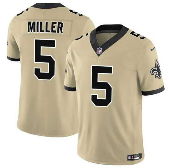 Mens New Orleans Saints #5 Kendre Miller Gold 2025 F.U.S.E. Alternate Vapor Limited Stitched Jersey Dzhi