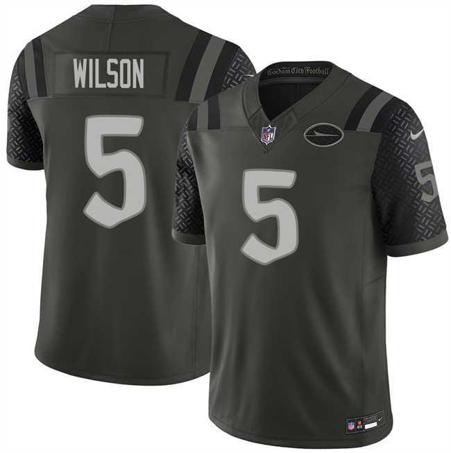 Mens New York Jets #5 Garrett Wilson Black 2025 F.U.S.E. Rivalries Vapor Limited Stitched Jersey Dzhi