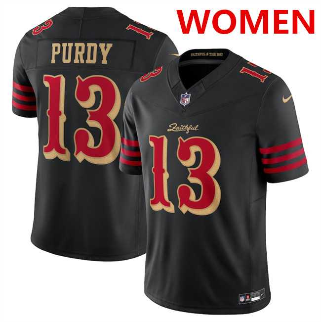 Womens San Francisco 49ers #13 Brock Purdy Black 2025 F.U.S.E. Rivalries Vapor Limited Stitched Jersey Dzhi