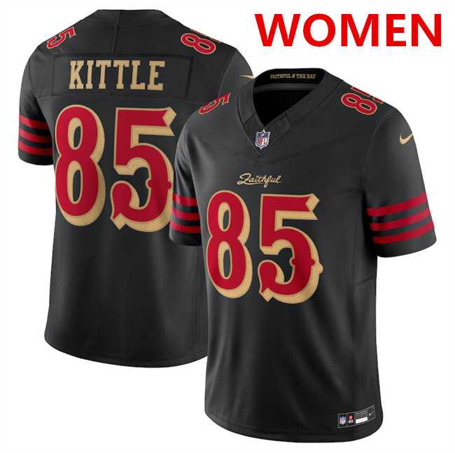 Womens San Francisco 49ers #85 George kittle Black 2025 F.U.S.E. Rivalries Vapor Limited Stitched Jersey Dzhi