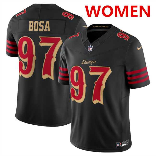 Womens San Francisco 49ers #97 Nick Bosa Black 2025 F.U.S.E. Rivalries Vapor Limited Stitched Jersey Dzhi