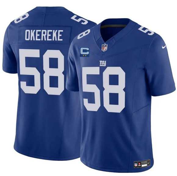 Mens New York Giants #58 Bobby Okereke Blue 2025 F.U.S.E. With 2-Star C Patch Vapor Untouchable Limited Stitched Jersey Dzhi