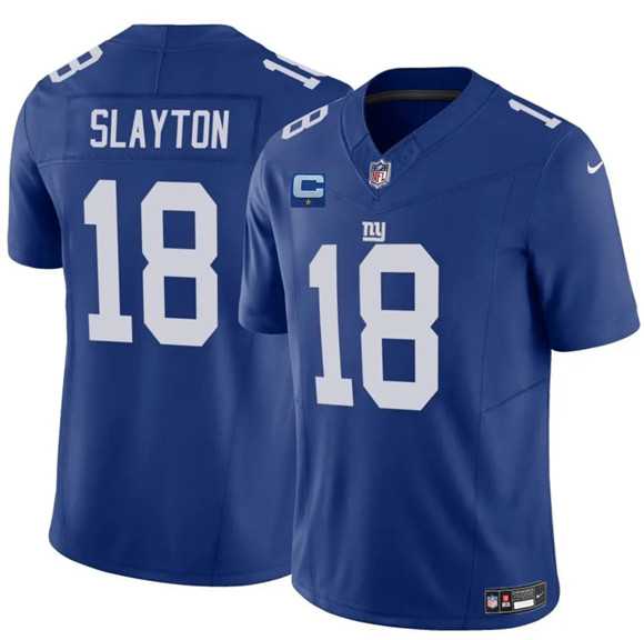 Mens New York Giants #18 Darius Slayton Blue 2025 F.U.S.E. With 1-Star C Patch Vapor Untouchable Limited Stitched Jersey Dzhi