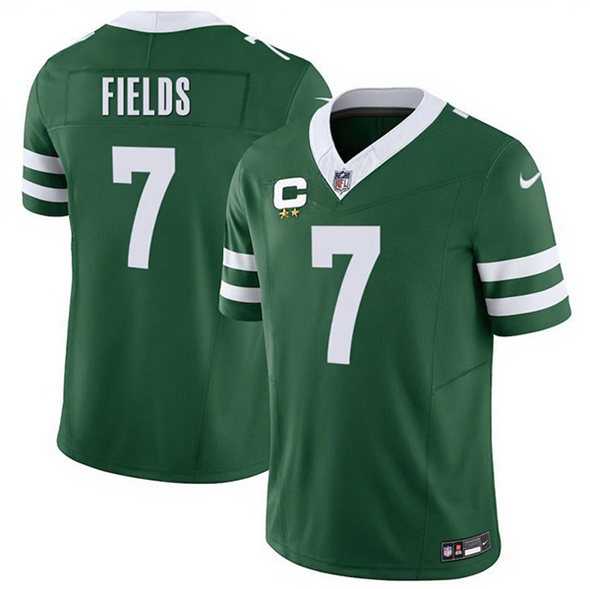 Mens New York Jets #7 Justin Fields Green 2025 F.U.S.E. With 2-Star C Patch Vapor Untouchable Limited Stitched Jersey Dzhi