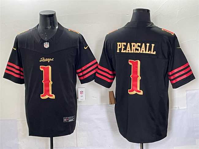 Mens San Francisco 49ers #1 Ricky Pearsall Black 2025 F.U.S.E. Rivalries Vapor Limited Stitched Jersey Dzhi