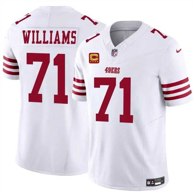 Mens San Francisco 49ers #71 Trent Williams White 2025 F.U.S.E. With 4-Star C Patch Vapor Untouchable Limited Stitched Jersey Dzhi
