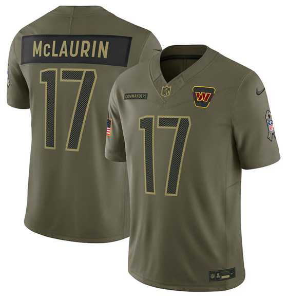 Mens Washington Commanders #17 Terry McLaurin Olive 2025 Salute to Service Limited Stitched Jersey Dyin