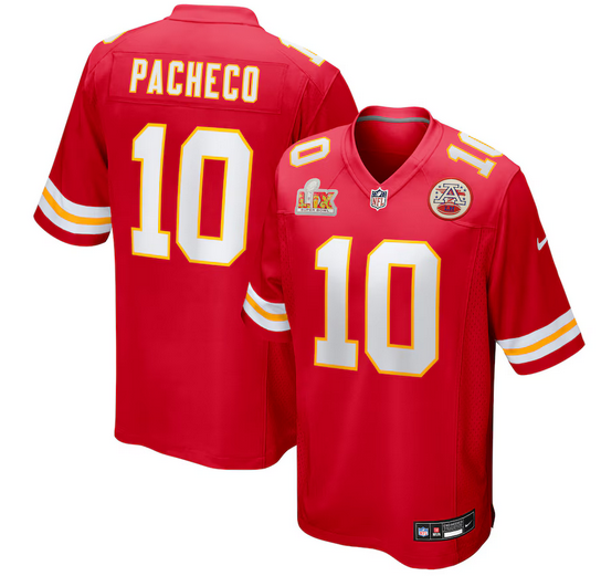 Men's Nike #10 Isiah Pacheco Red Kansas City Chiefs Super Bowl LIX Game Jersey