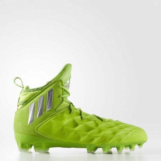 Mens Solar Slime/Silver Metallic/Semi Solar Green Adidas Freak Lax Mid Cleats Lacrosse Cleats 242WZNKM->Adidas Men->Sneakers