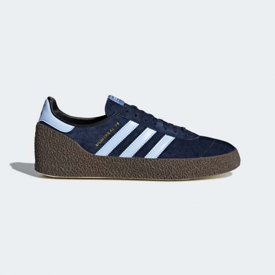 Mens Collegiate Navy/Clear Sky/Gold Metallic Adidas Originals Montreal 76 Shoes 520LSNEM