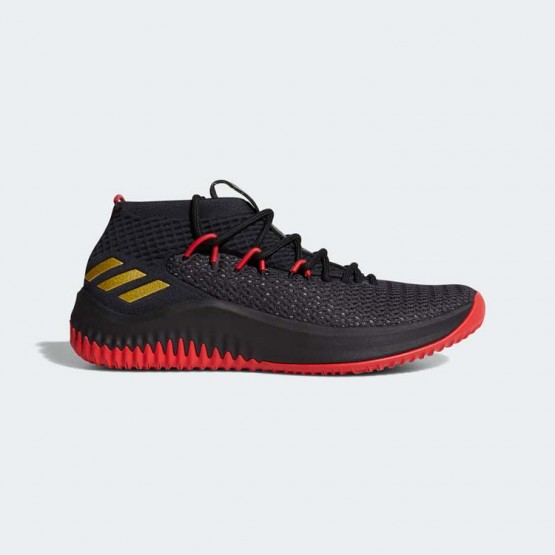 Mens Core Black/Scarlet/Gold Metallic Adidas Dame 4 Basketball Shoes 665ZCBDH->Adidas Men->Sneakers