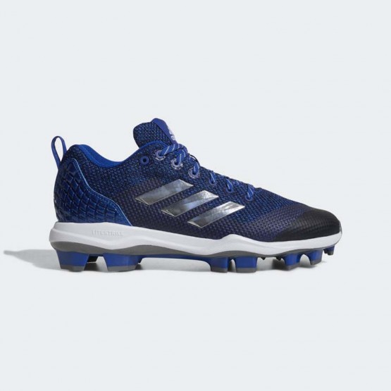 Mens Collegiate Royal/Metallic Silver/White Adidas Poweralley 5 Tpu Cleats Baseball Shoes 752CROHF->Adidas Men->Sneakers