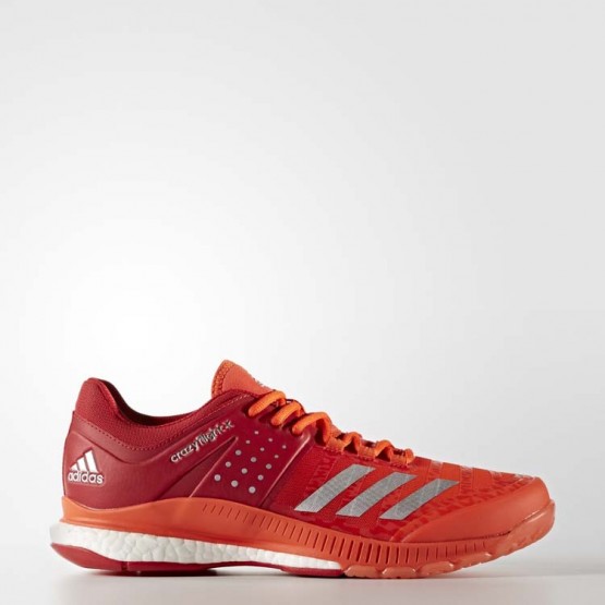 Mens Scarlet/Metallic Silver Adidas Crazyflight X Volleyball Shoes 790YOXND->Adidas Men->Sneakers