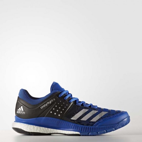 Womens Collegiate Royal/Metallic Silver/Black Adidas Crazyflight X Volleyball Shoes 794SFAID->Adidas Women->Sneakers