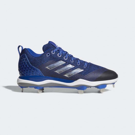 Mens Collegiate Royal/Metallic Silver/White Adidas Poweralley 5 Cleats Baseball Shoes 850BEAOG->Adidas Men->Sneakers